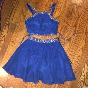 Two Pieced, Royal Blue, Beaded Dress